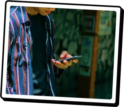 Showing a student with a phone