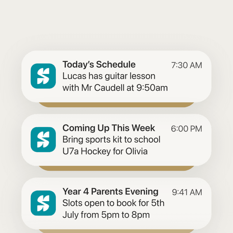 A day preview, a week ahead preview and an urgent item, as three notifications