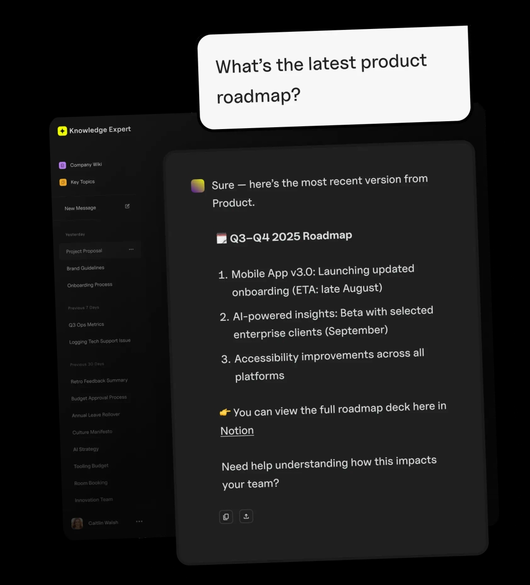 Company Knowledge Expert mobile app mockup