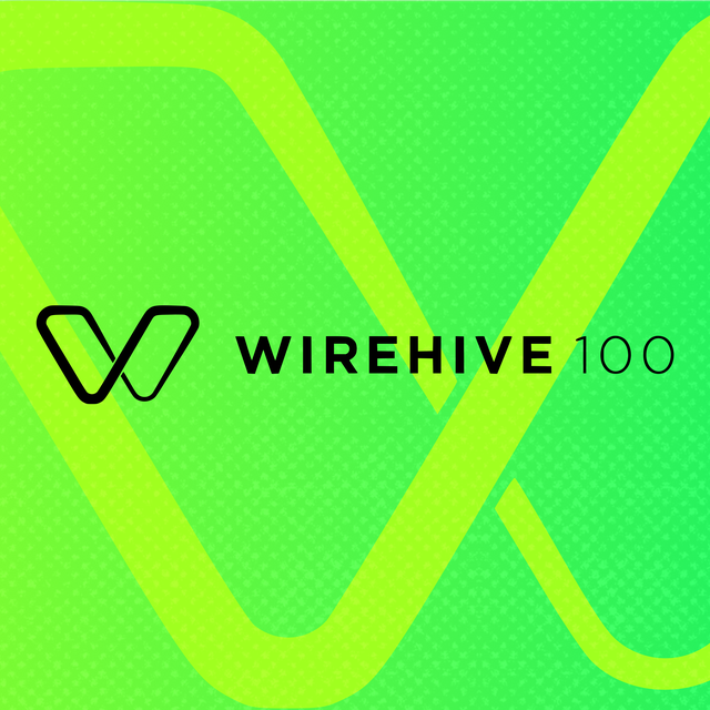 The Wirehive 100 Awards logo in a green tile
