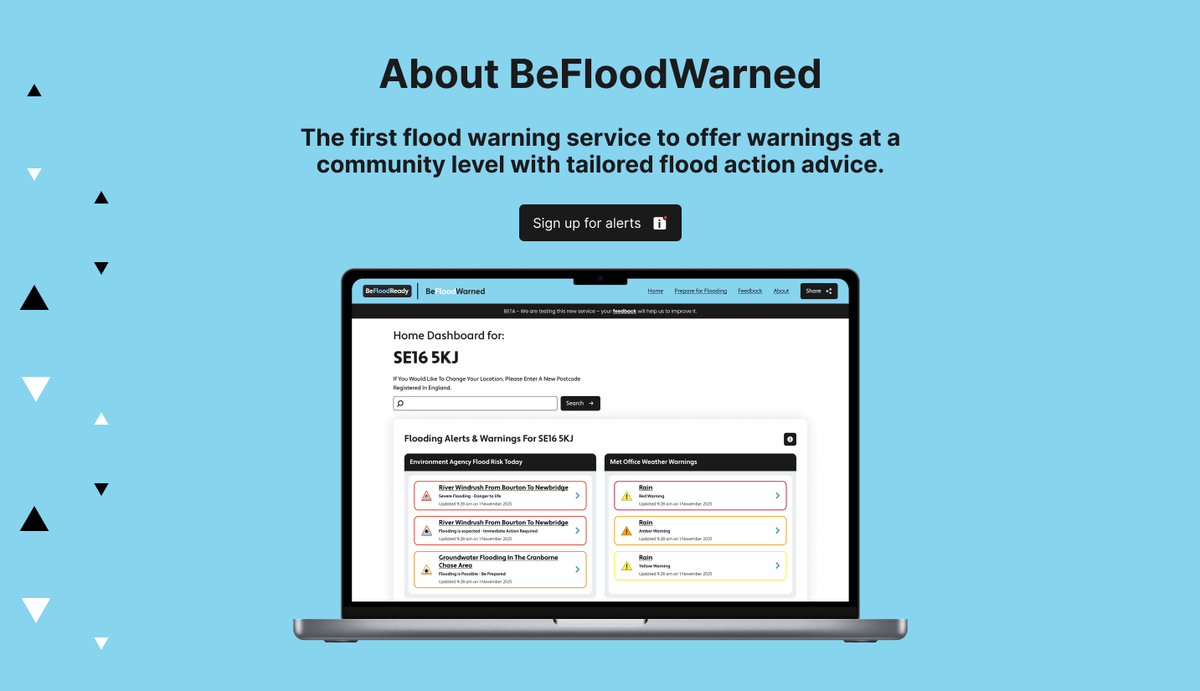 About BeFloodWarned Section