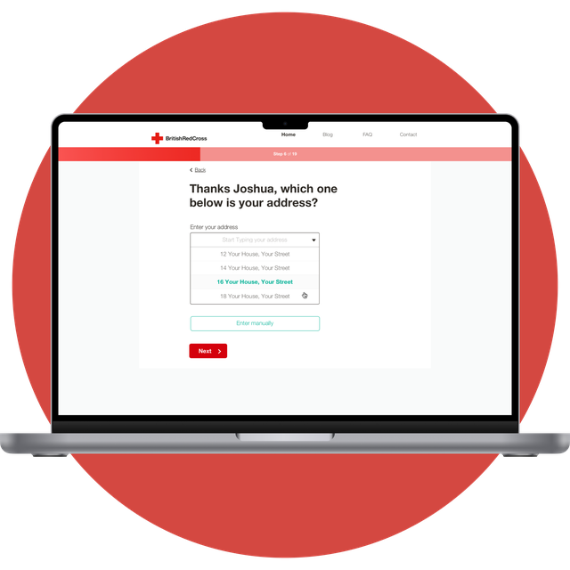 British Red Cross - Address Confirmation message