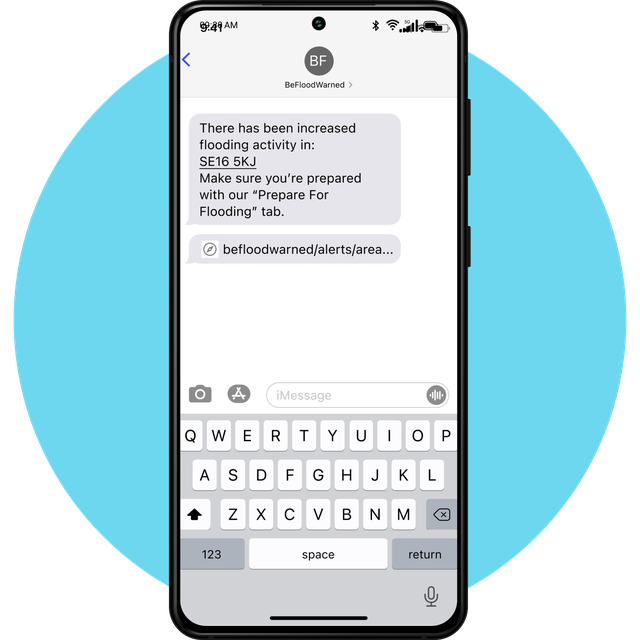 mobile preview of a flood sms alert for ESCC