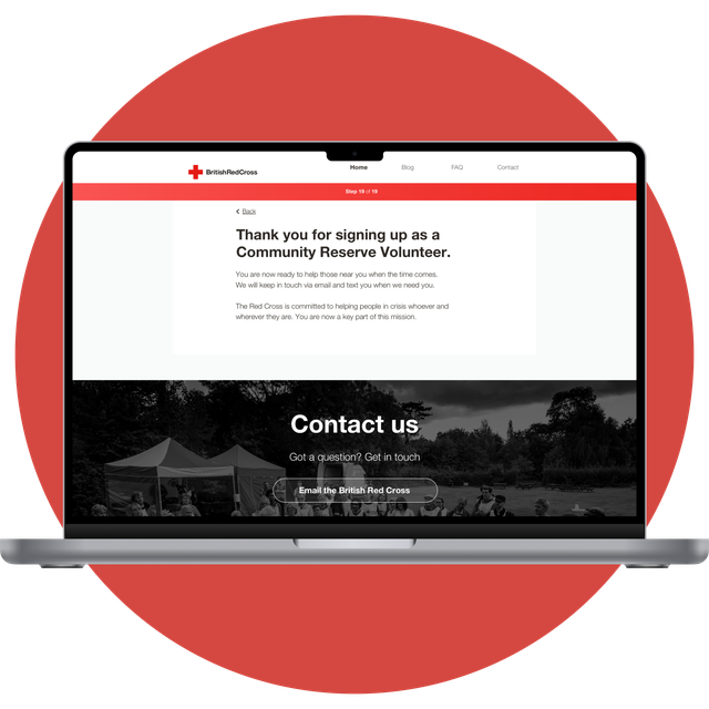 British Red Cross - Thanks for Volunteering message