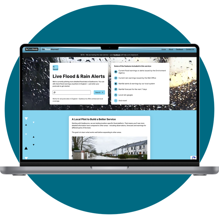 escc be flood warned desktop mockup