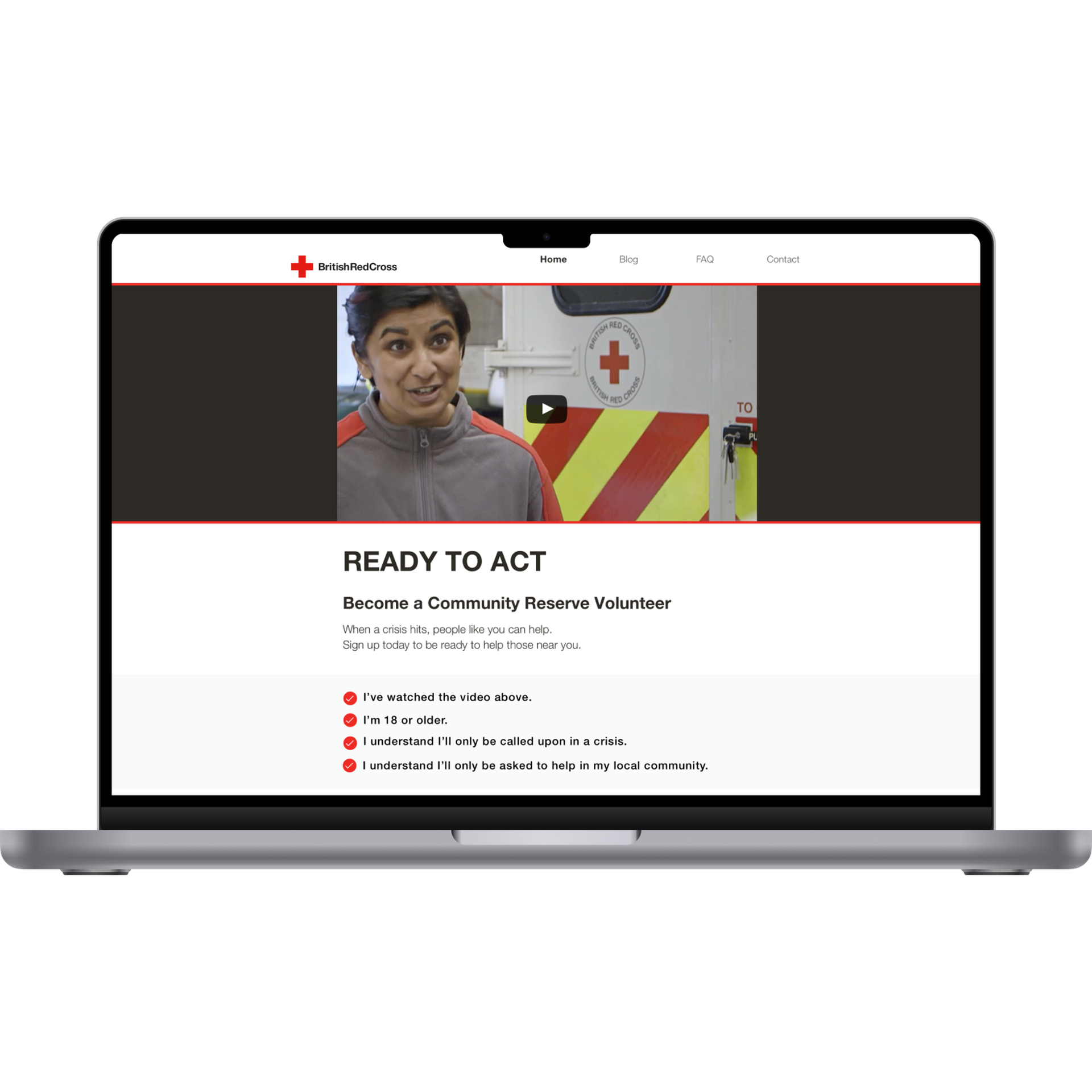 British Red Cross - Community Reserve Volunteer home page