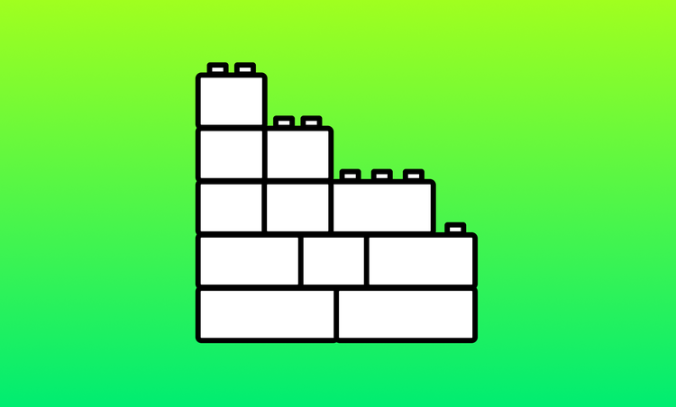 Build to scale icon showing buiding blocks on a green gradient background