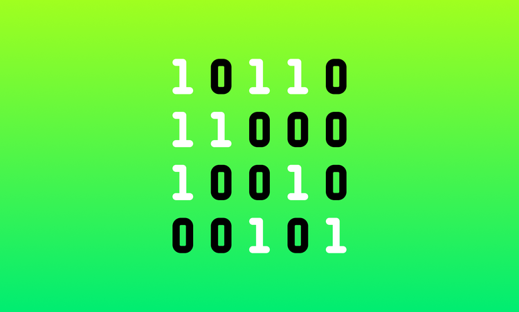 Code icon showing zeros and ones on a green gradient background