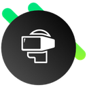 An icon to represent augmented reality featuring a stylised headset
