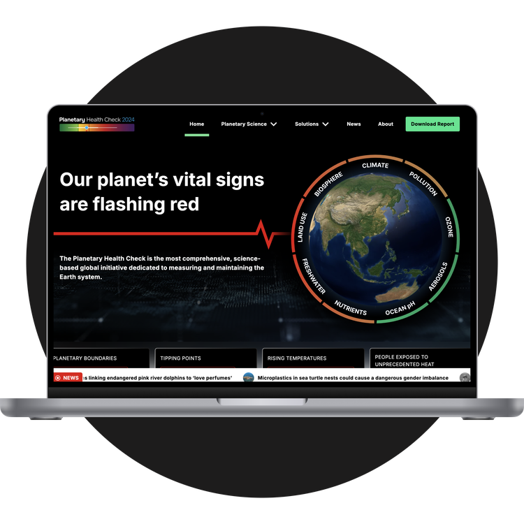 Planetary health check platform on laptop.