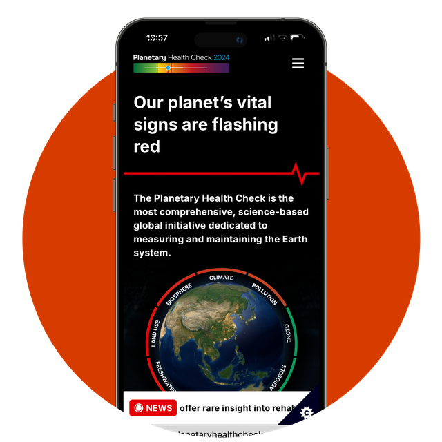 Planetary health check platform news ticker.