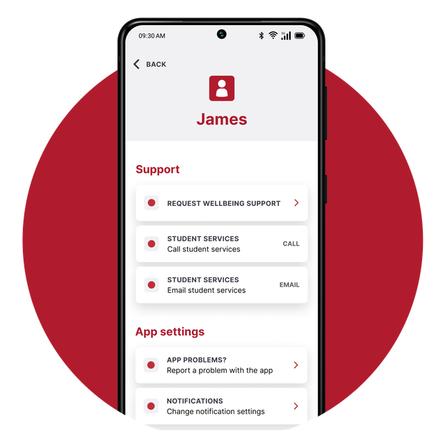 Phone screen displaying the support information.