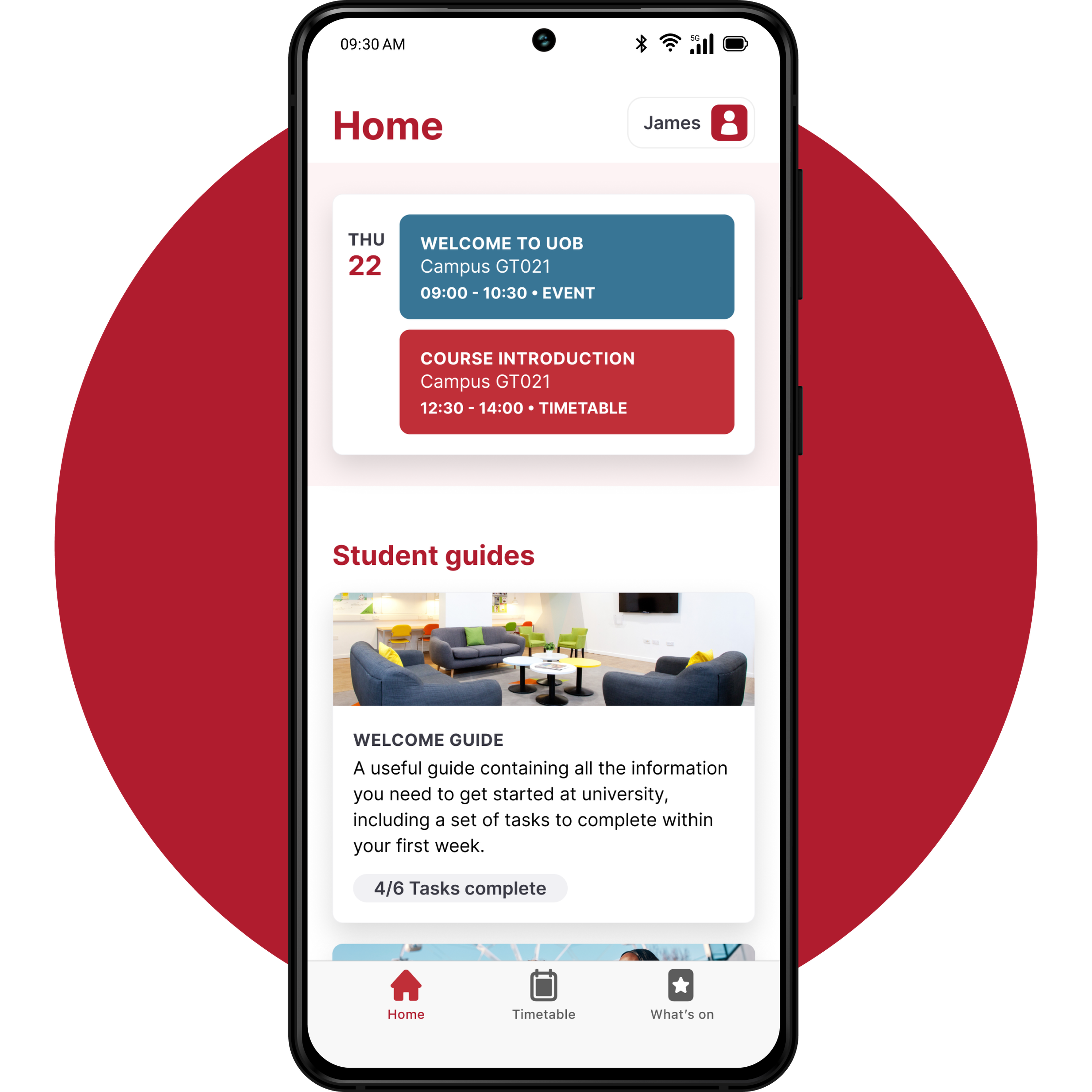 Phone screen showing the app homepage.