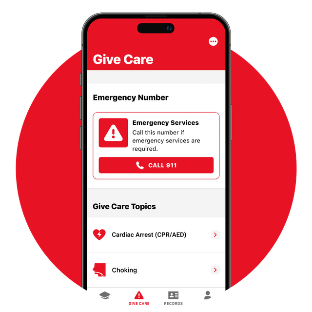 Phone screen with the app's 'Emergency' tab open.