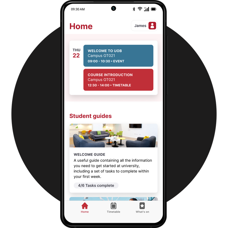 Phone screen showing the app homepage.