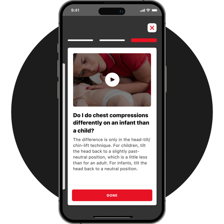 Phone screen with the American Red Cross Child Care app open.
