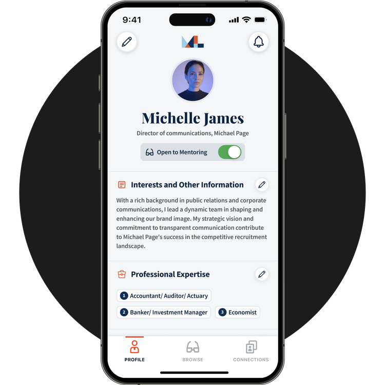The profile page in the Migrant Leaders app.
