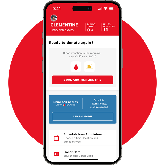American Red Cross - Blood Donation App - Appointment booking screen on a mobile device