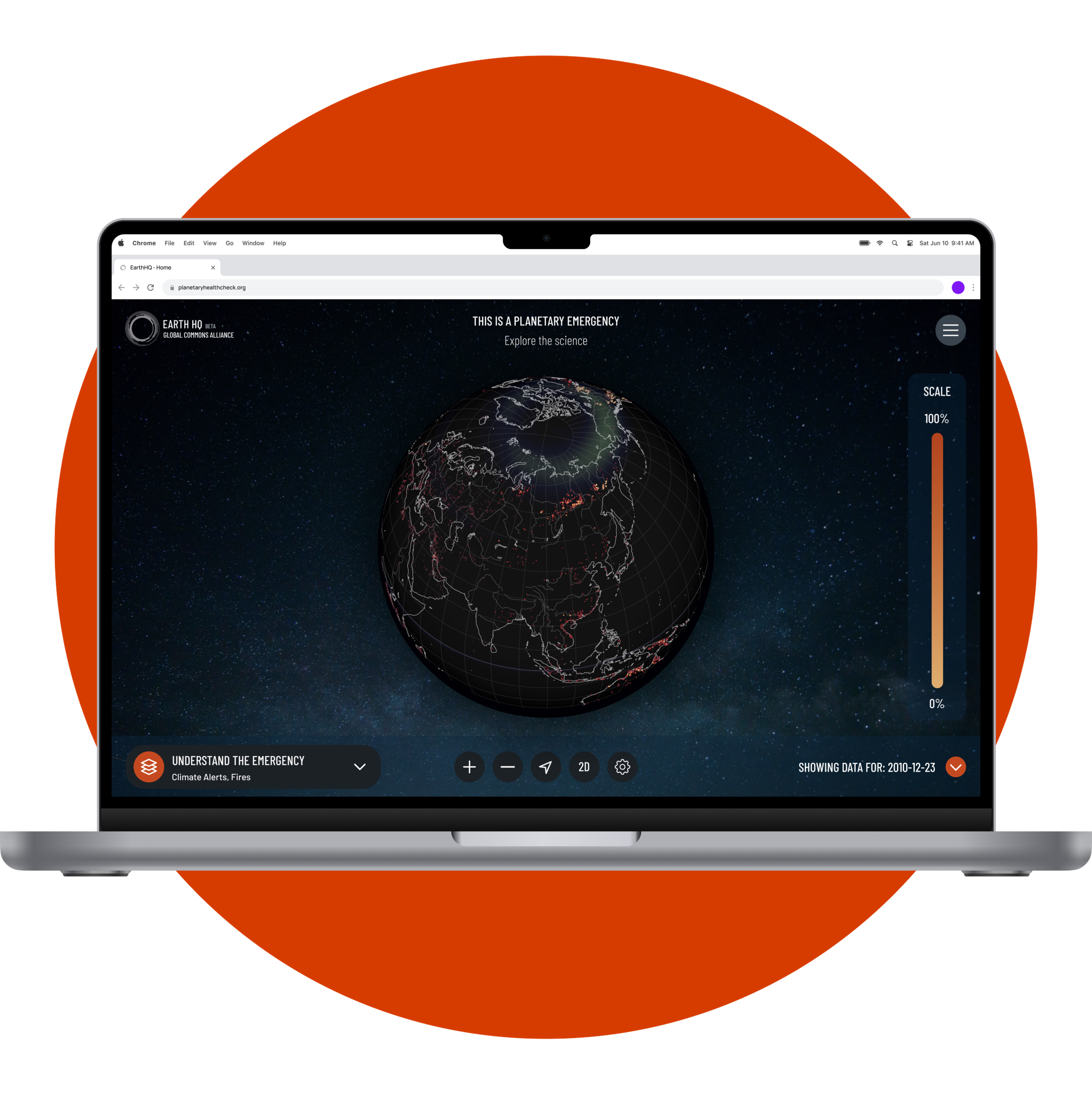 Laptop displaying the Earth HQ platform.
