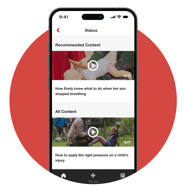 Phone screen displaying the videos in the app.