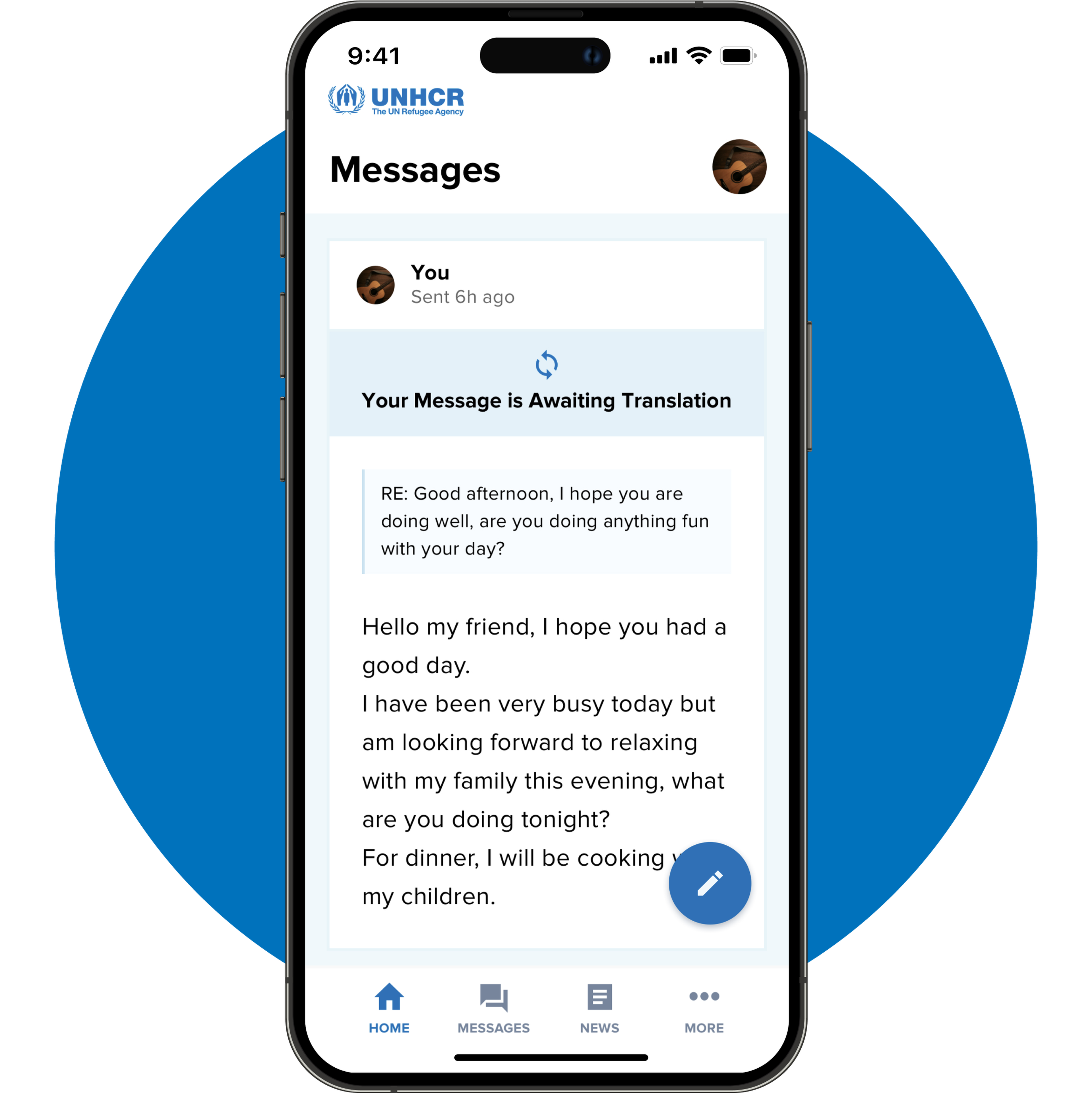 App screen showing messages from mentor