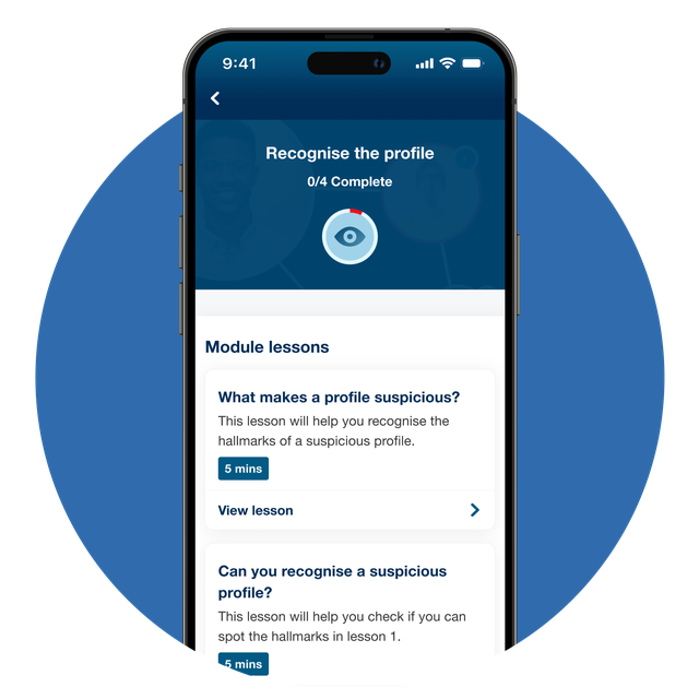 App displaying the informative and educational module lesson content.