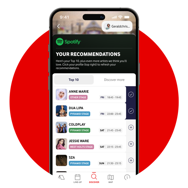 Glastonbury Festival Official App - Artist discover and Spotify link