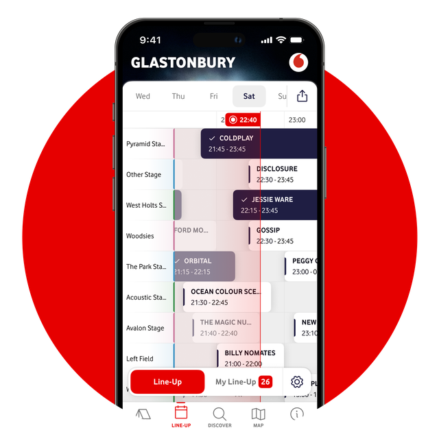 Glastonbury Festival Official App - personalised festival lineup view