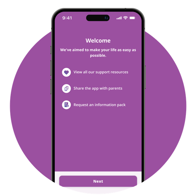 Phone screen showing the clinician view for the app.