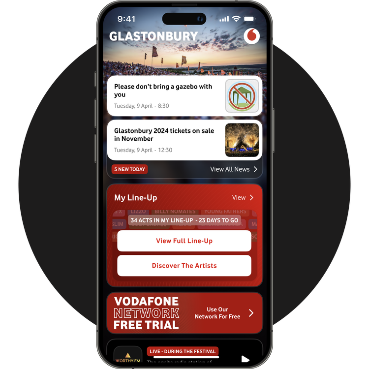 Glastonbury Festival Official App - main screen image
