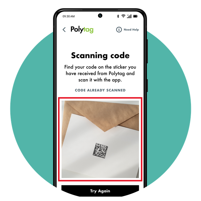 Phone screen displaying the ability to scan codes in app.