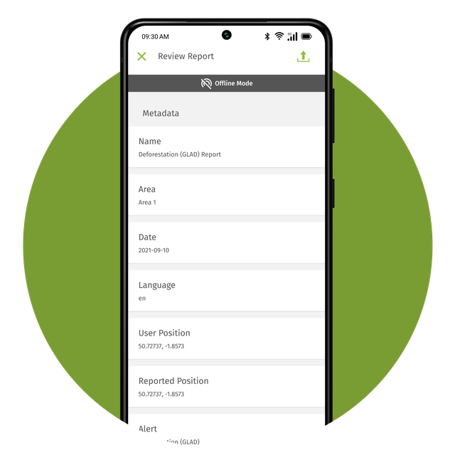 App displaying the 'Review report' page.