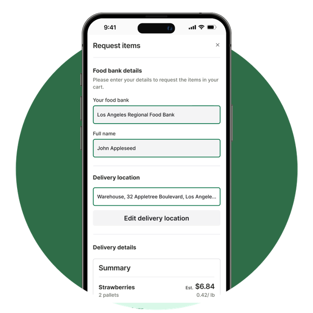 Phone screen showcasing the request process in the CAFB app.