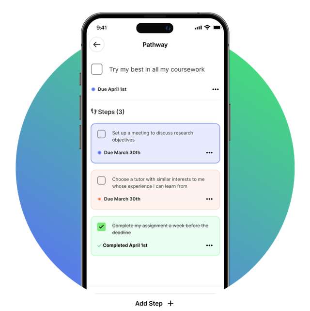 Phone screen displaying the ability to track steps for each pathway in PowerPath.