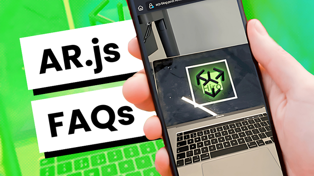 Header Image of a blog answering frequently asked questions about AR.js.